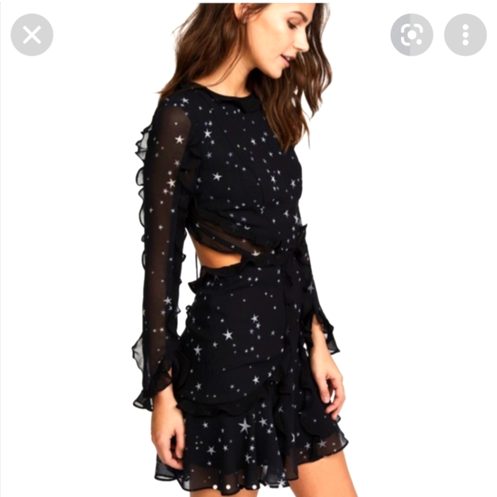 Fame and Partners Star Ruffled Open-Back Dress